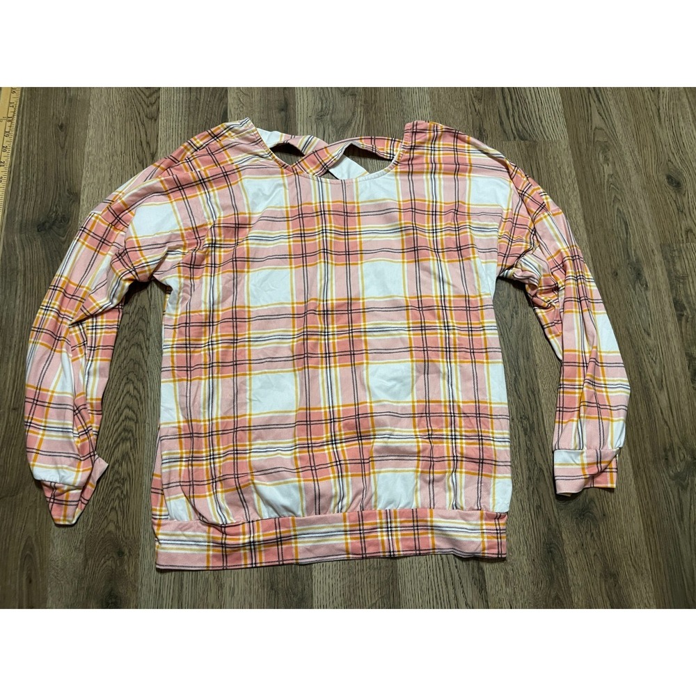 Pulse Shirt, Women's Size Medium, White Yellow Black, Plaid, Long Sleeve